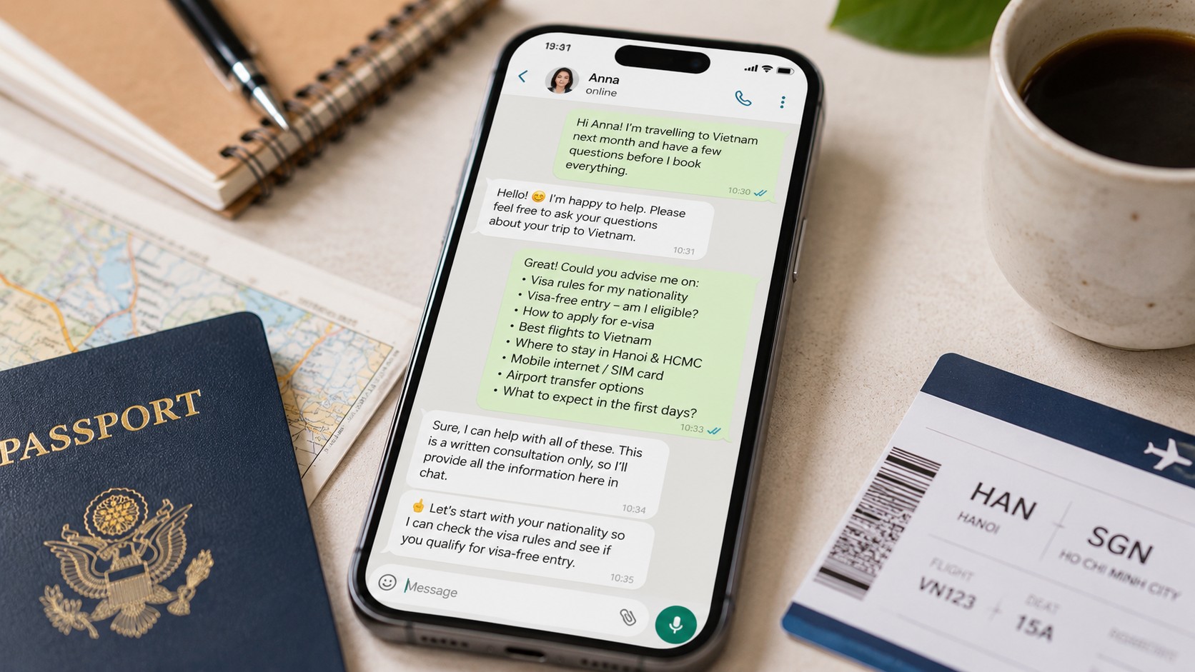 Written travel consultation before a trip to Vietnam