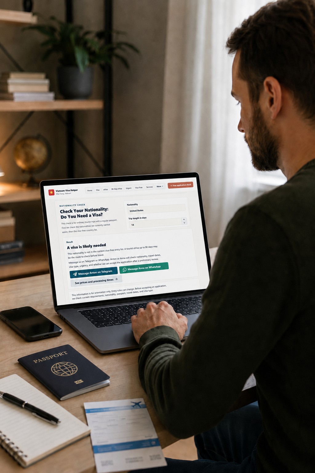 Traveler checking Vietnam visa requirements by nationality online